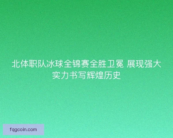北体职队冰球全锦赛全胜卫冕 展现强大实力书写辉煌历史
